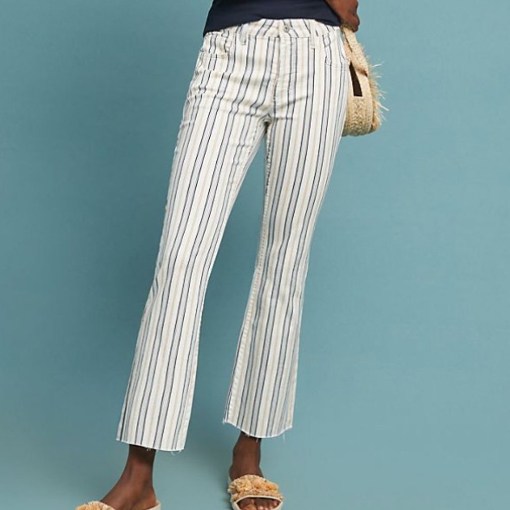 Anthropologie Striped High-Rise Bootcut Jean